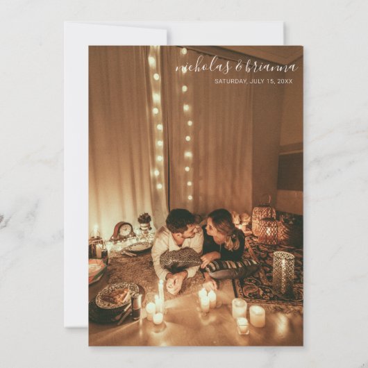 Modern Boho Terracotta Burnt Orange Foto Wedding Einladung (Rückseite)