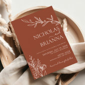 Modern Boho Terracotta Burnt Orange Foto Wedding Einladung