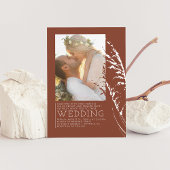 Modern Boho Terracotta Burnt Orange Wedding Foto Einladung