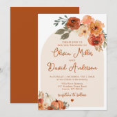 Modern Boho Terracotta Fall Pumpkin Herbsthochzeit Einladung (Vorne/Hinten)