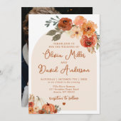 Modern Boho Terracotta Fall Pumpkin Herbsthochzeit Einladung (Vorne/Hinten)