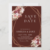 Modern Boho Terracotta Floral Photo Save The Date (Vorderseite)