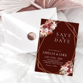 Modern Boho Terracotta Floral Photo Save The Date