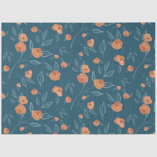 Modern BOHO Terracotta Floral Seidenpapier (Vorderseite)