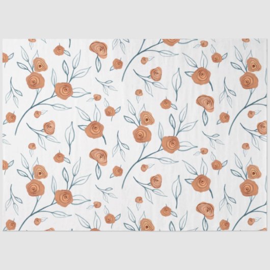 Modern BOHO Terracotta Floral Seidenpapier (Vorderseite)