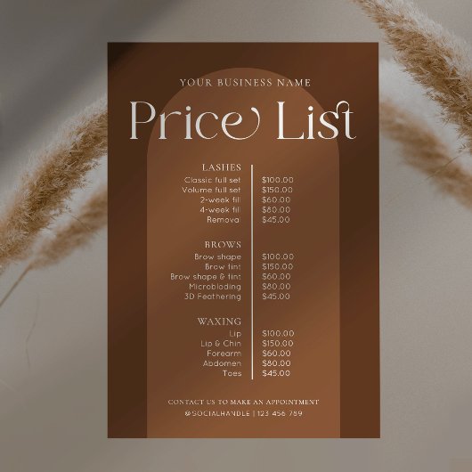 Modern Boho Terracotta Hair Nails Salon Preisliste Poster
