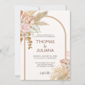 Modern Boho Terracotta Pampas Grass Wedding Einladung (Vorderseite)