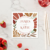 Modern Boho Terracotta Retro Blumenhochzeit Serviette (Beispiel)