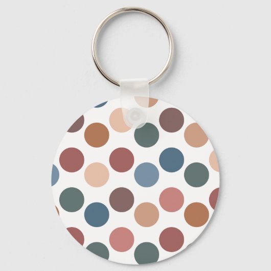 Modern Boho Terracotta & Teal Polka Dot Schlüsselanhänger (Rückseite)