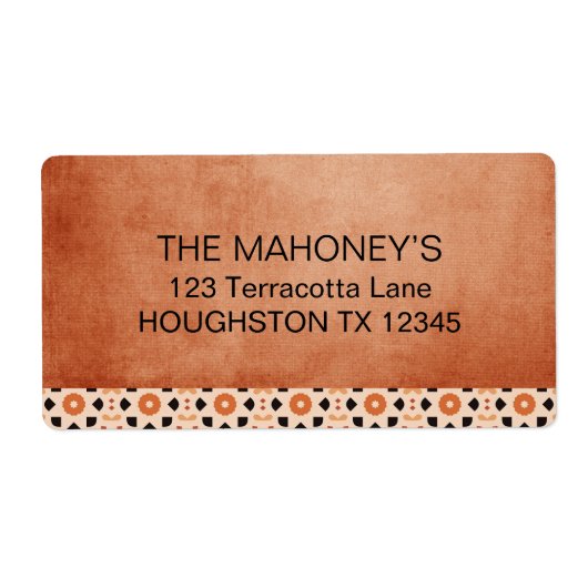 Modern Boho Terracotta Tile Südwestliche Adresse (Vorne)