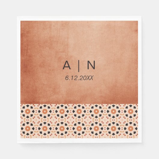 Modern Boho Terracotta Tile Wedding Serviette (Vorderseite)