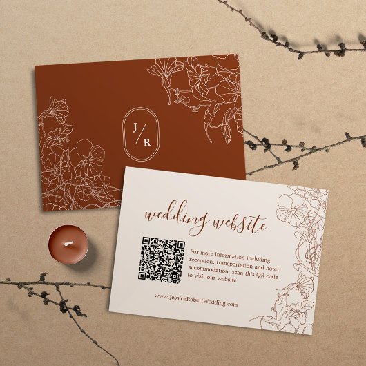 Modern Boho Terracotta Wedding Details QR Code Begleitkarte