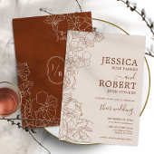 Modern Boho Terracotta Wedding Minimalistisch Einladung