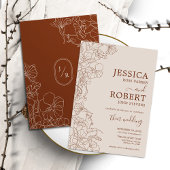 Modern Boho Terracotta Wedding Minimalistisch Einladung