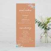 Modern Boho Terracotta Wedding Programm (Stehend Vorderseite)