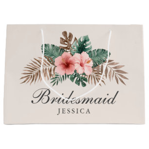 Modern Boho Tropical Foliage Bridesmaid Large Gif Große Geschenktüte