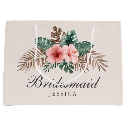 Modern Boho Tropical Foliage Bridesmaid Large Gif Große Geschenktüte (Vorderseite)