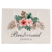 Modern Boho Tropical Foliage Bridesmaid Large Gif Große Geschenktüte (Rückseite)