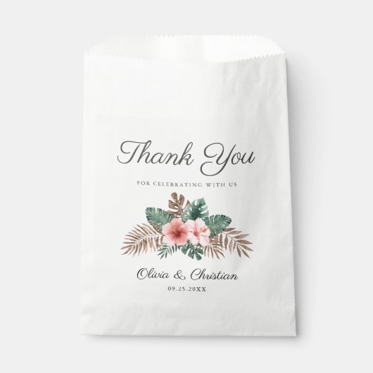 Modern Boho Tropical Foliage Wedding Danke Fav Geschenktütchen (Vorderseite)