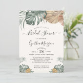 Modern Boho Tropical Monstera Leaf Brautparty Einladung (Stehend Vorderseite)