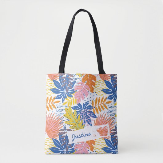 Modern Boho Tropical Palm Blätter Custom Tasche (Vorderseite)