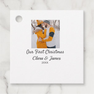 Modern boho unser erstes Weihnachts-Foto Geschenkanhänger