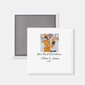 Modern boho unser erstes Weihnachts-Foto Magnet (Vorderseite/Rückseite)