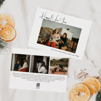 Modern Boho Vier-Foto-Happy Neujahr Feiertagskarte