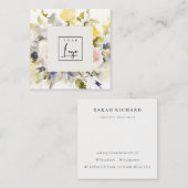 Modern Boho Vinatge Farbige Rose Blumenlogo Quadratische Visitenkarte (Vorne/Hinten)