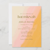 Modern Boho Wasserfarbe Rosa Gelbe Bat Mitzvah Einladung (Vorderseite)