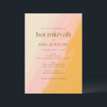 Modern Boho Wasserfarbe Rosa Gelbe Bat Mitzvah Einladung<br><div class="desc">Modern Boho Wasserfarbe Rosa Gelbe Bat Mitzvah Einladung</div>