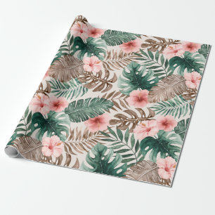 Modern Boho Wasserfarbe Tropenflora Geschenkpapier