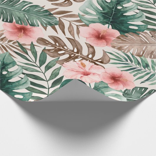 Modern Boho Wasserfarbe Tropenflora Geschenkpapier (Ecke)