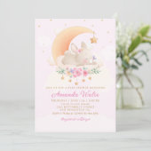 Modern Boho Watercolor Bunny Baby Dusche Einladung (Stehend Vorderseite)