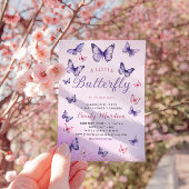 Modern Boho Watercolor Butterfly Girl Babydusche Einladung