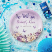 Modern Boho Watercolor Butterfly Girl Babydusche Pappteller (Party)