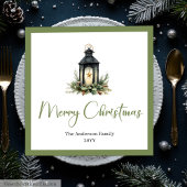 Modern Boho Watercolor Christmas Lantern Napkins Serviette