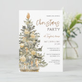 Modern Boho Watercolor Weihnachten-Party Einladung (Stehend Vorderseite)