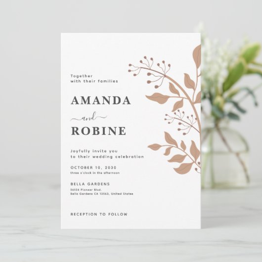 Modern Boho Wedding Einladung (Stehend Vorderseite)