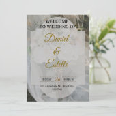 Modern Boho Wedding Invitation | Elegant Beige Flo Einladung (Stehend Vorderseite)