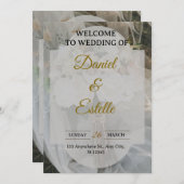 Modern Boho Wedding Invitation | Elegant Beige Flo Einladung (Vorne/Hinten)