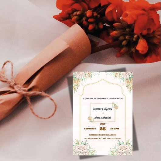 Modern Boho Wedding Invitation, Neutral Earth Tone Einladung