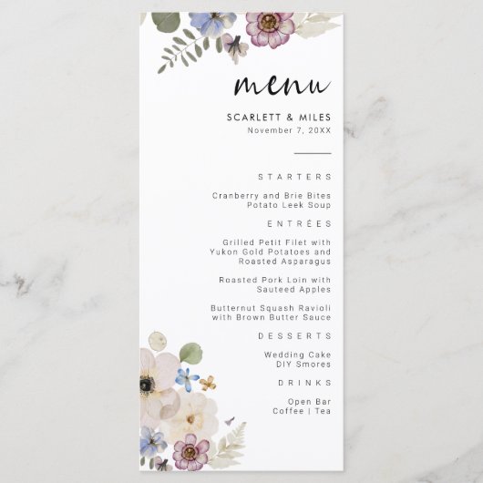 Modern Boho Wedding Menu Menükarte (Vorderseite)