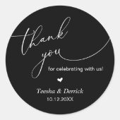 Modern Boho Wedding Niedlich Heart Danke für Ihre Runder Aufkleber (Vorderseite)