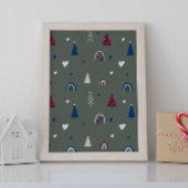 Modern Boho Weihnachten Grüne Mauer Print Poster