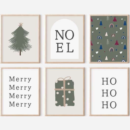 Modern Boho Weihnachten Grüne Mauer Print Poster