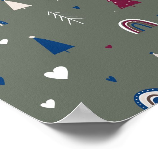 Modern Boho Weihnachten Grüne Mauer Print Poster (Ecke)