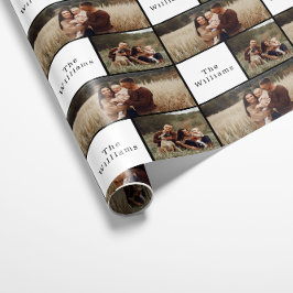 Modern Boho Weihnachtsfamilie Foto Collage Geschenkpapier