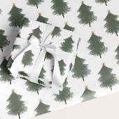 Modern Boho Weihnachtsgrün und Gold Tree Geschenkpapier