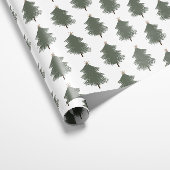 Modern Boho Weihnachtsgrün und Gold Tree Geschenkpapier